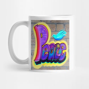 Peace hippie vintage retro graffiti wall message of peace Mug